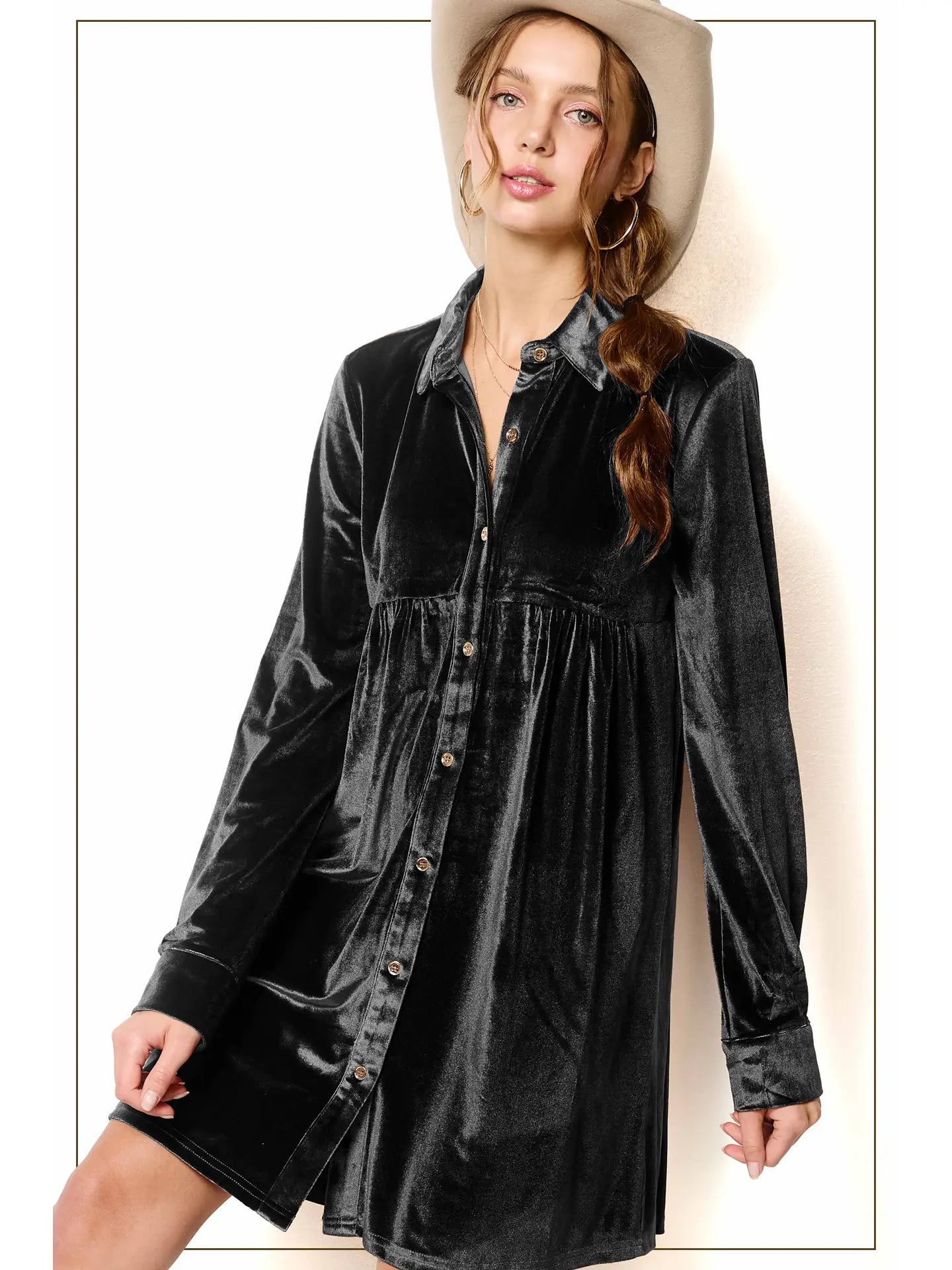 Black Velvet Collar Dress