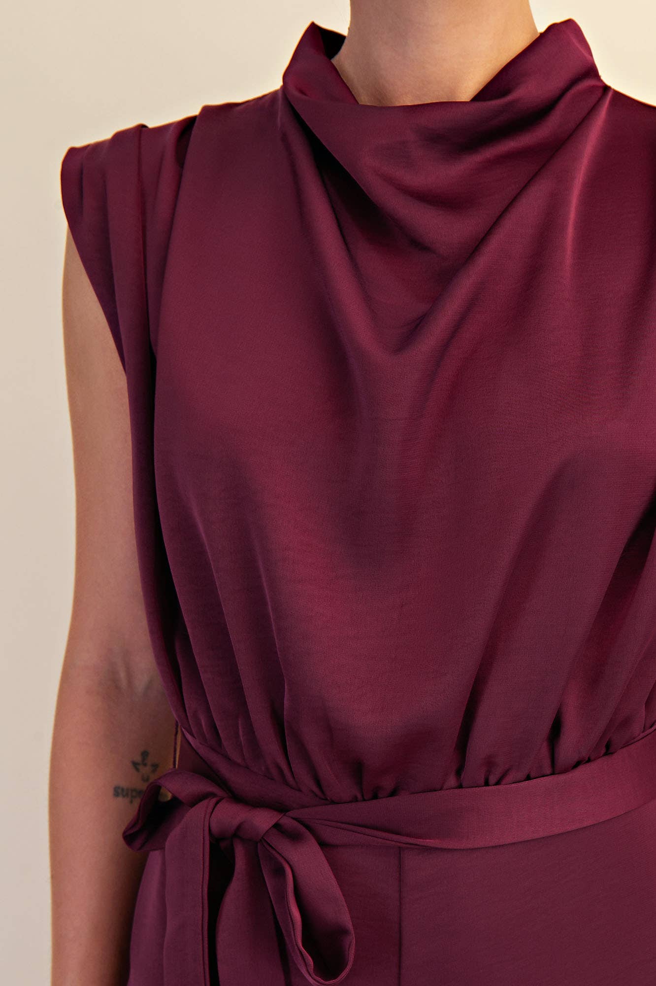 Mock Neck Sleeveless Wide Leg Jumpsuit