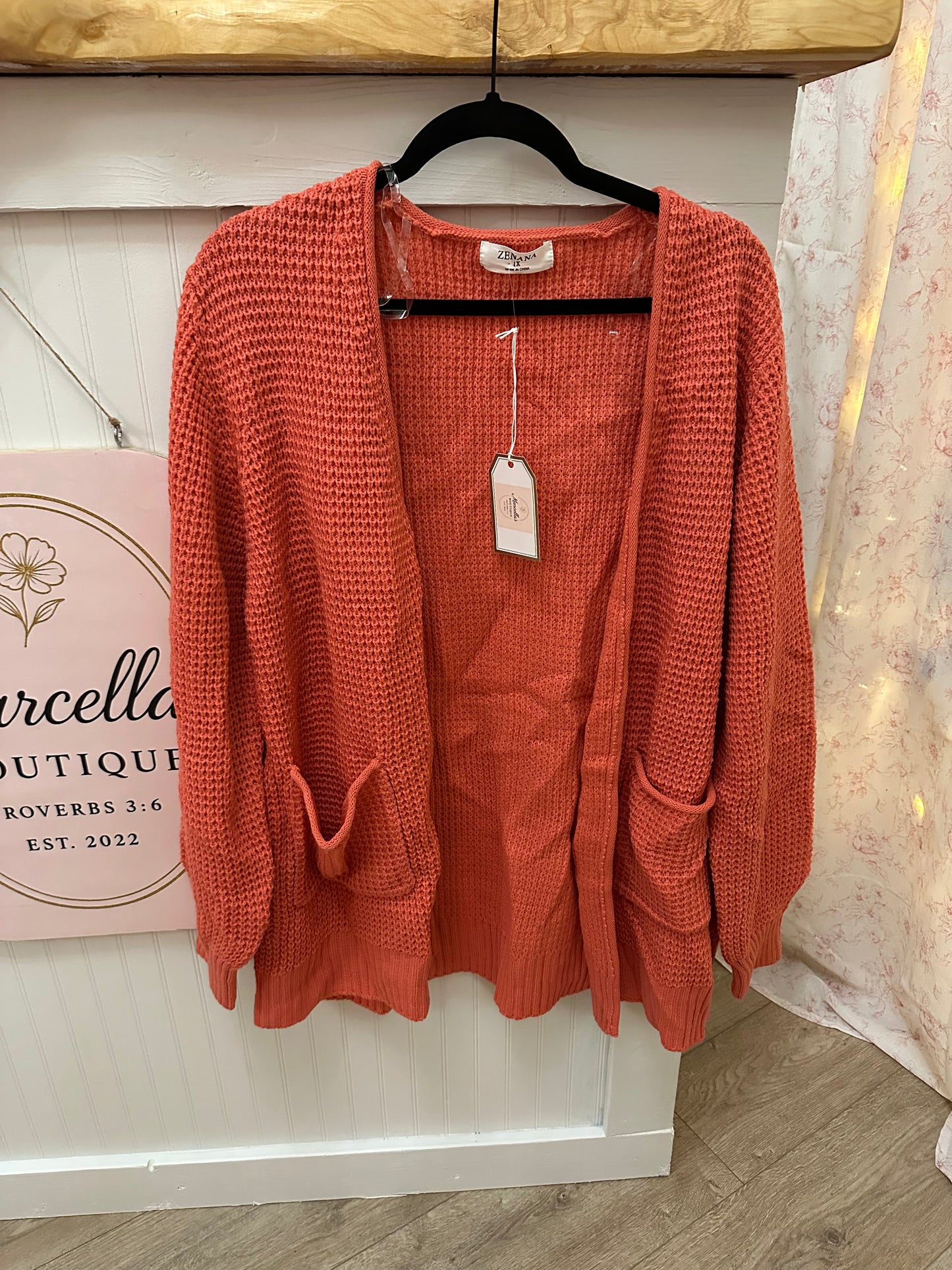 Orange Knit Cardigan
