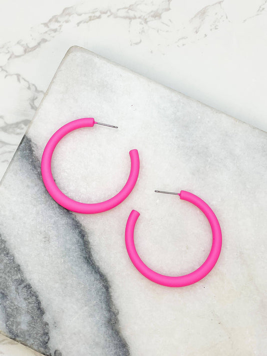 Hot pink Enamel Hoops