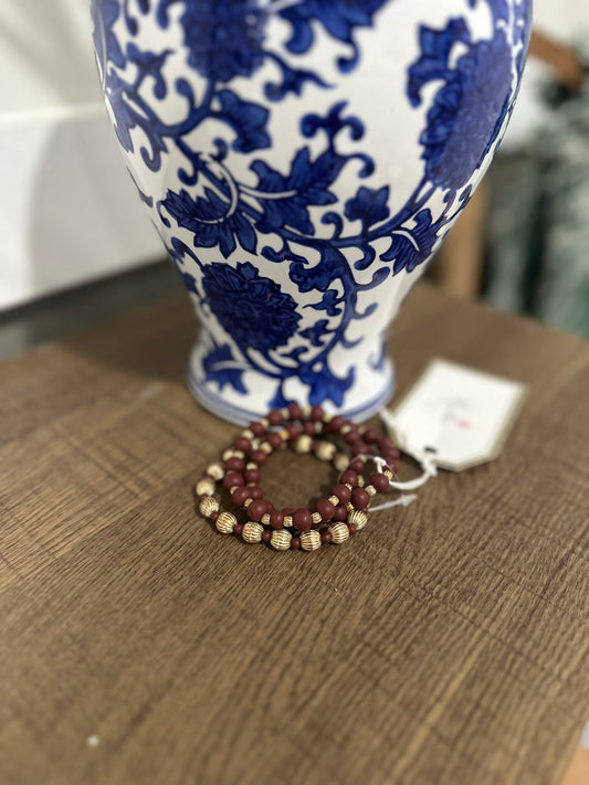 Burgundy and gold Bracelet